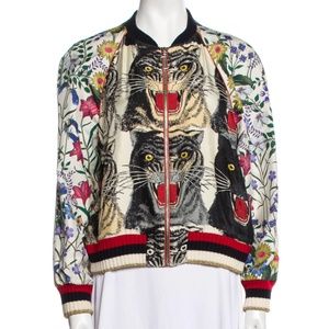 Gucci Tiger Hollywood Silk Bomber Jacket size Medium